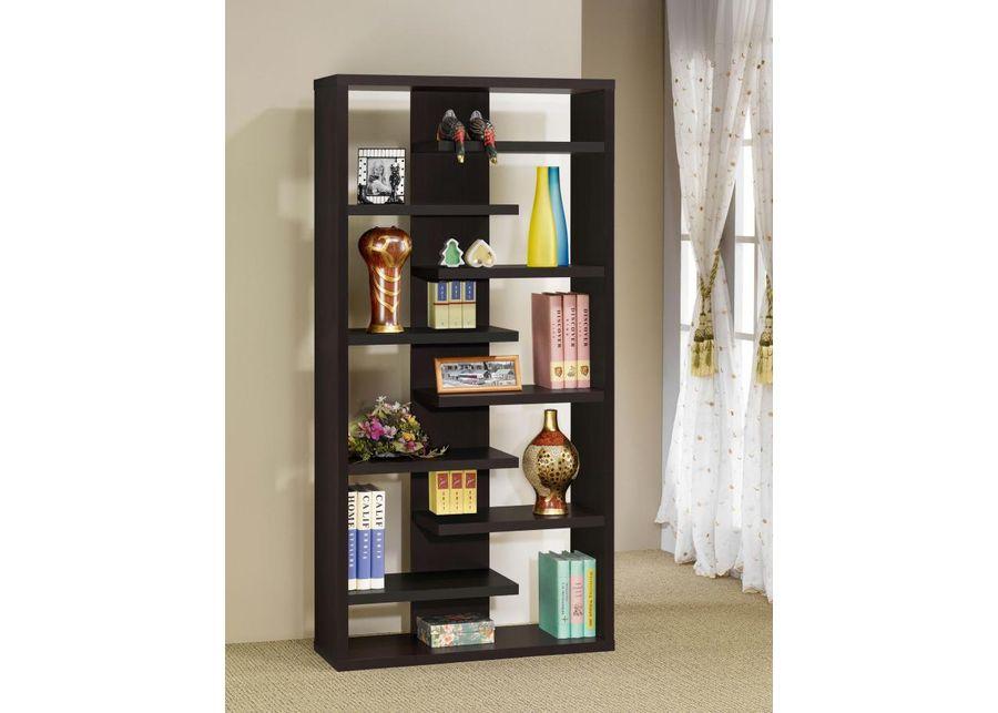 Altmark - Bookcase With Staggered Floating Shelves - Cappuccino