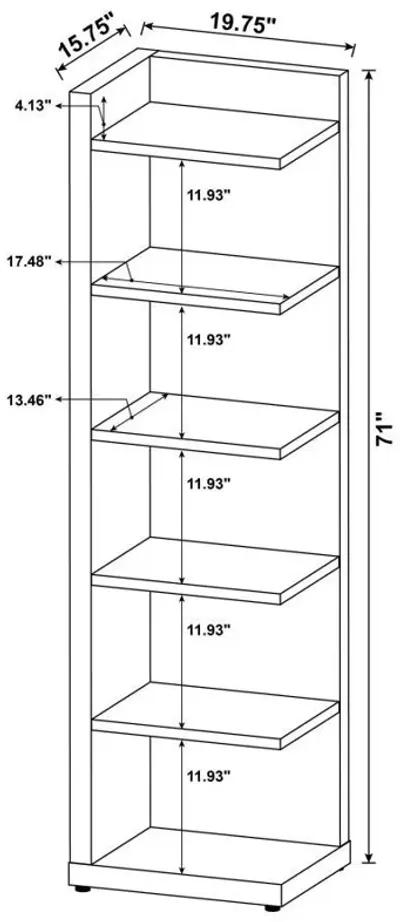 Alder - 6-Shelf Corner Bookcase - Cappuccino