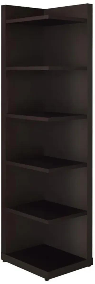 Alder - 6-Shelf Corner Bookcase - Cappuccino