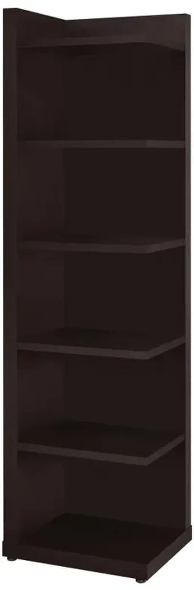 Alder - 6-Shelf Corner Bookcase - Cappuccino