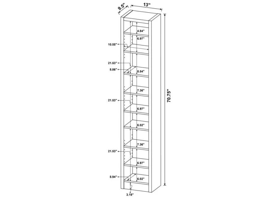 Eliam - Rectangular Bookcase With 2 Fixed Shelves - Cappuccino