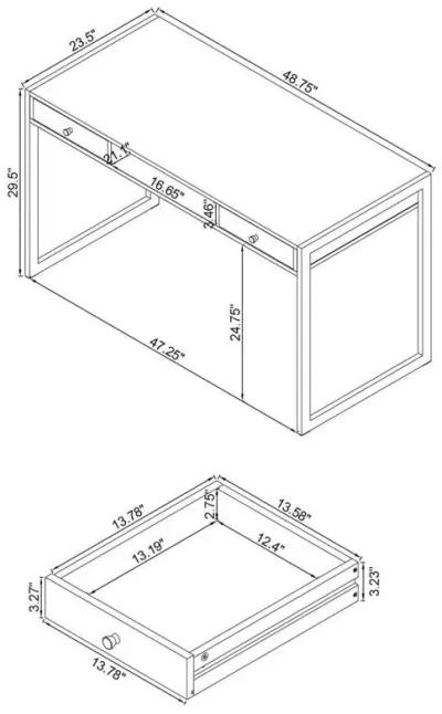 Wallice - 2-Drawer Writing Desk - Weathered Gray