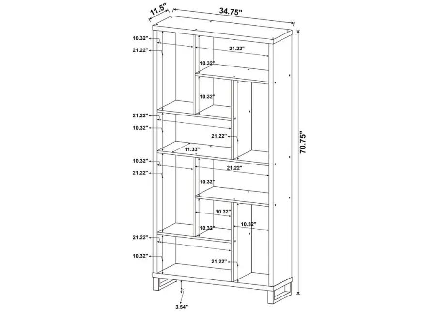 Delwin - 10-Shelf Bookcase - Antique Nutmeg