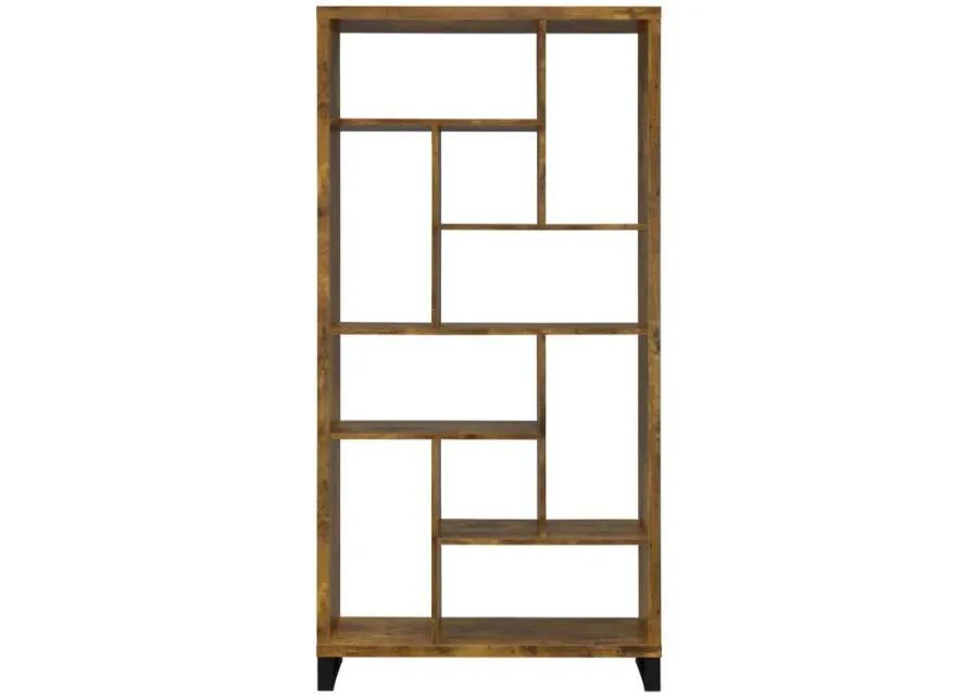 Delwin - 10-Shelf Bookcase - Antique Nutmeg