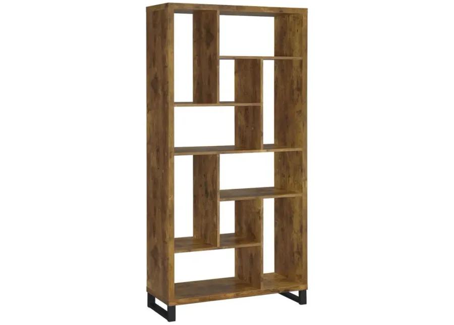 Delwin - 10-Shelf Bookcase - Antique Nutmeg