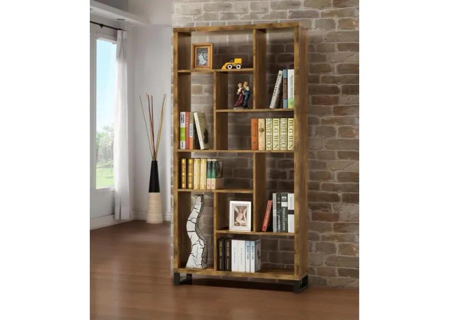 Delwin - 10-Shelf Bookcase - Antique Nutmeg