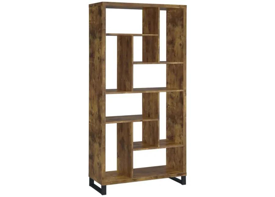 Delwin - 10-Shelf Bookcase - Antique Nutmeg