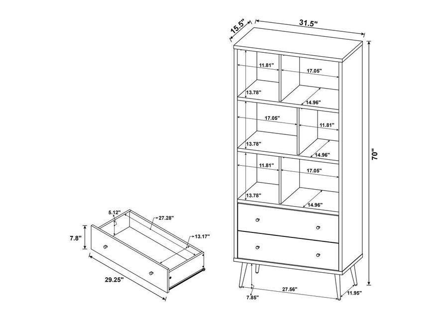 Maeve - 3-Shelf Engineered Wood Bookcase With Drawers - Antique Pine