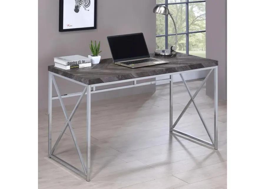 Grimma - Writing Desk - Rustic Gray Herringbone