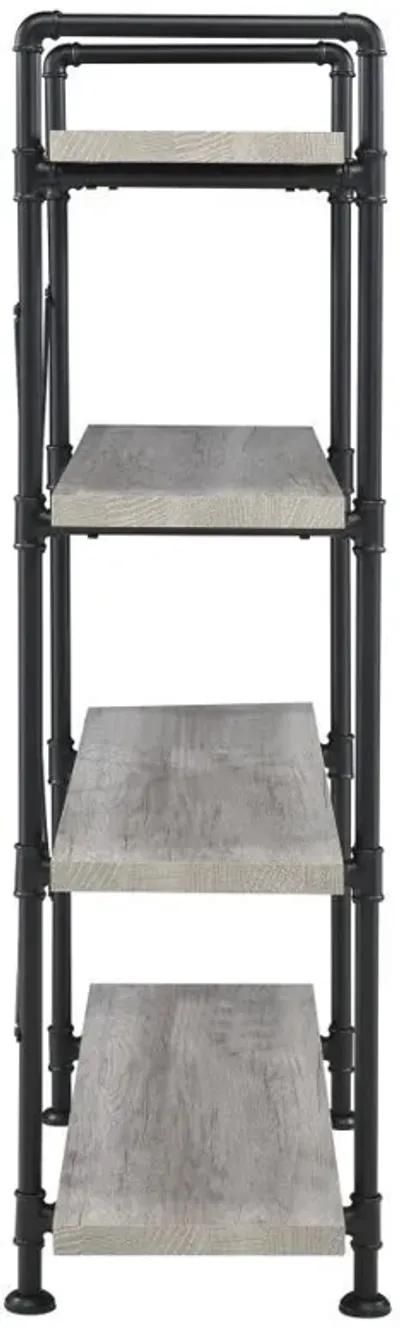 Delray - 4-Shelf Bookshelf - Gray Driftwood And Black