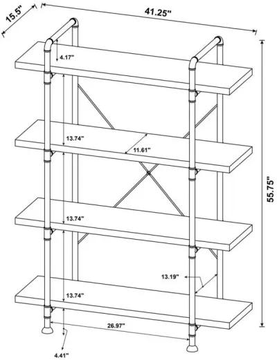 Delray - 4-Shelf Bookshelf - Gray Driftwood And Black