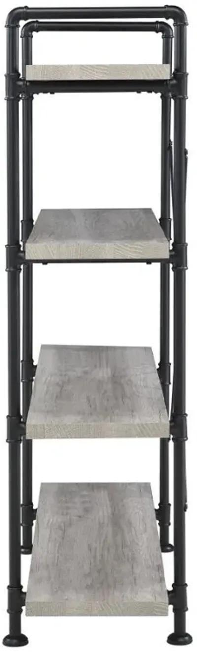 Delray - 4-Shelf Bookshelf - Gray Driftwood And Black