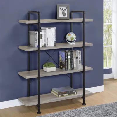 Delray - 4-Shelf Bookshelf - Gray Driftwood And Black