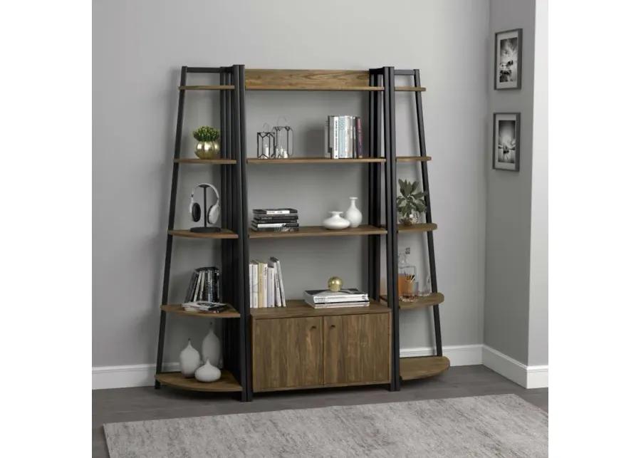 Jacksonville - 5-Tier Corner Bookcase - Aged Walnut