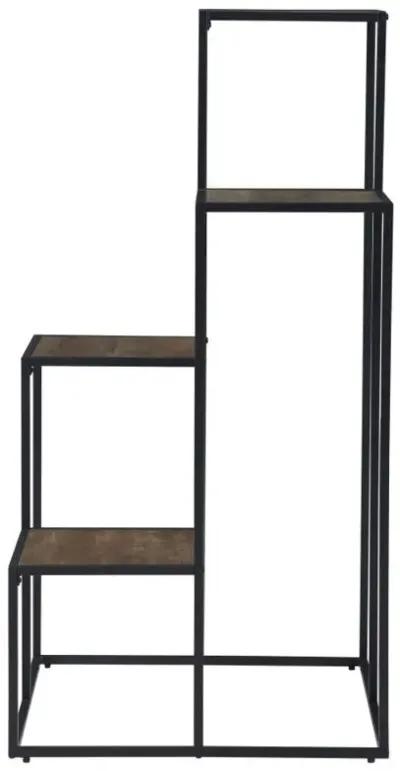 Rito - 4-Tier Display Shelf - Rustic Brown And Black