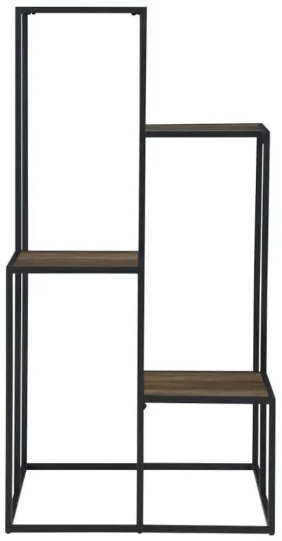 Rito - 4-Tier Display Shelf - Rustic Brown And Black