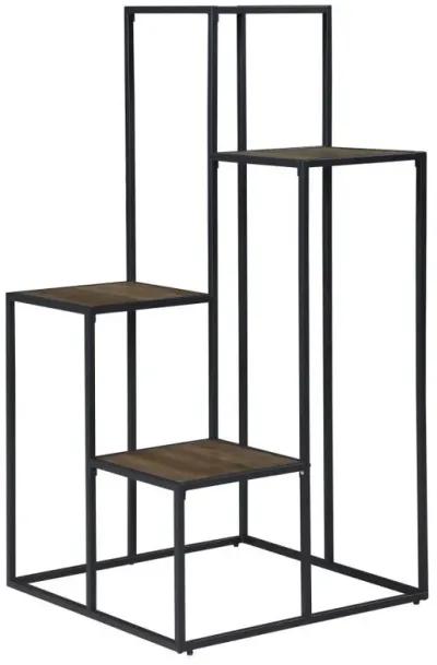 Rito - 4-Tier Display Shelf - Rustic Brown And Black