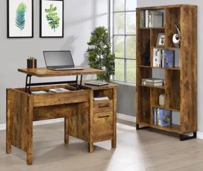 Delwin - 2-Drawer Lift Top Computer Desk - Rustic Nutmeg