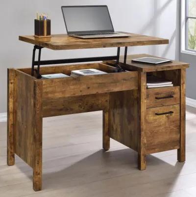 Delwin - 2-Drawer Lift Top Computer Desk - Rustic Nutmeg