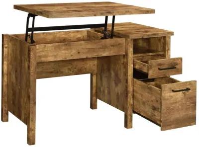 Delwin - 2-Drawer Lift Top Computer Desk - Rustic Nutmeg