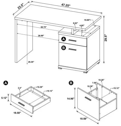 Irving - 2-drawer Office Desk with Cabinet