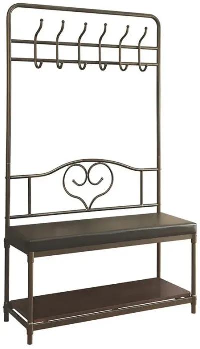 Francesca - 6 Hook Coat Rack Hall Tree Shoe Bench - Dark Bronze