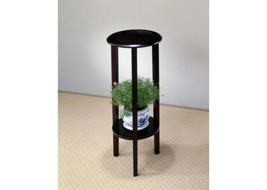 Kirk - Round Accent Table With Bottom Shelf - Espresso