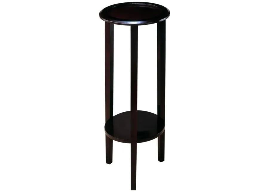 Kirk - Round Accent Table With Bottom Shelf - Espresso