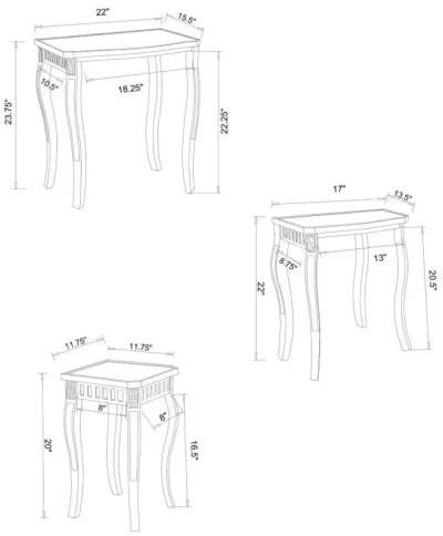 Daphne - 3 Piece Rectangular Wood Nesting Table Set - Warm Brown