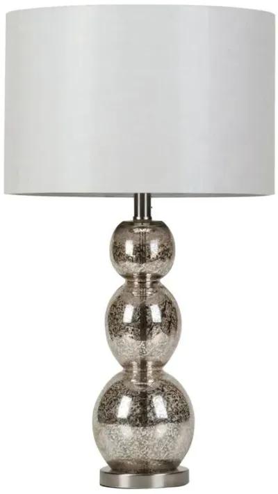 Mineta - Drum Shade Stacked Table Lamp -  Antique Silver