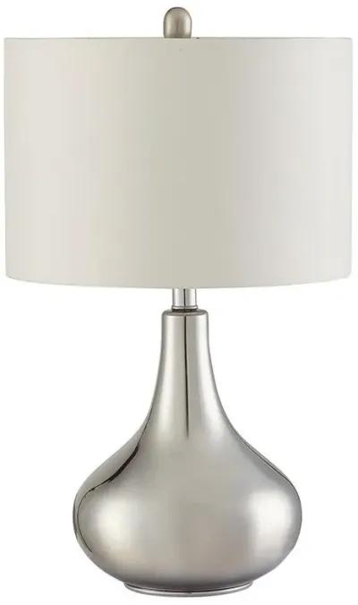 Junko - Drum Shade Urn Bedside Table Lamp - Chrome