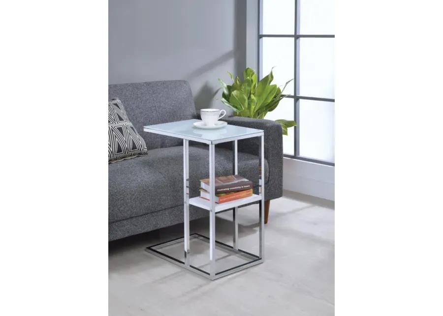 Daisy - 1-Shelf Accent Table - Chrome And White