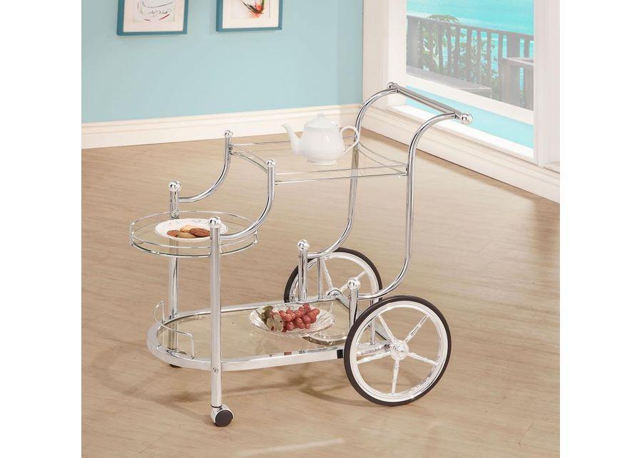 Sarandon - 3-Tier Serving Cart - Chrome And Clear