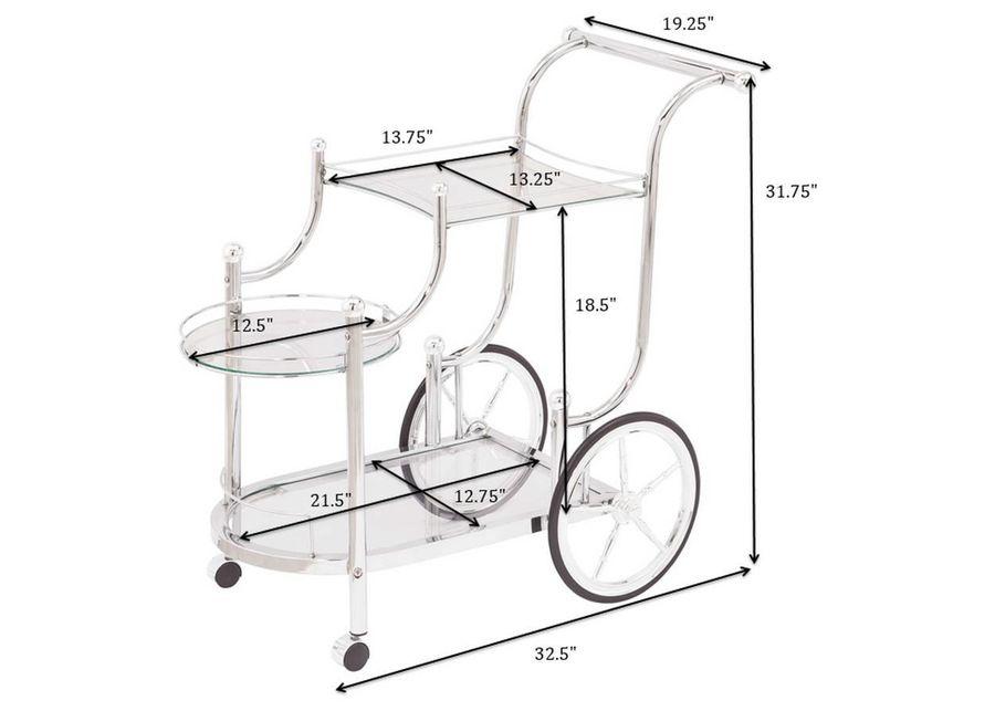 Sarandon - 3-Tier Serving Cart - Chrome And Clear