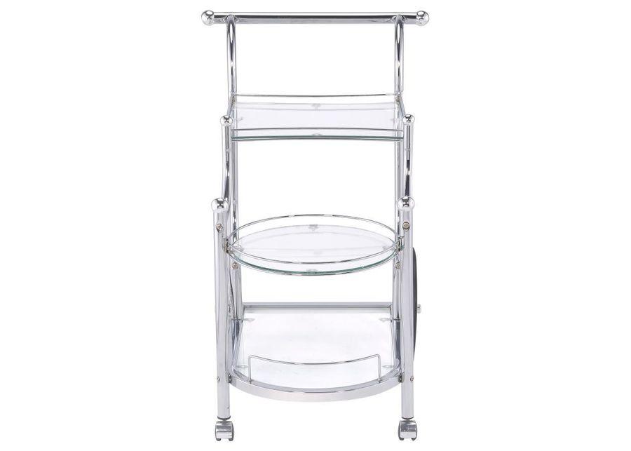 Sarandon - 3-Tier Serving Cart - Chrome And Clear