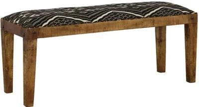 Lamont - Fabric Upholstered Accent Bench - Black And Natural