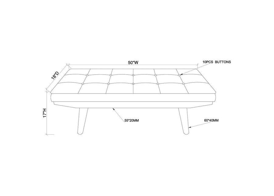 Wilson - Upholstered Tufted Bench - Taupe And Natural