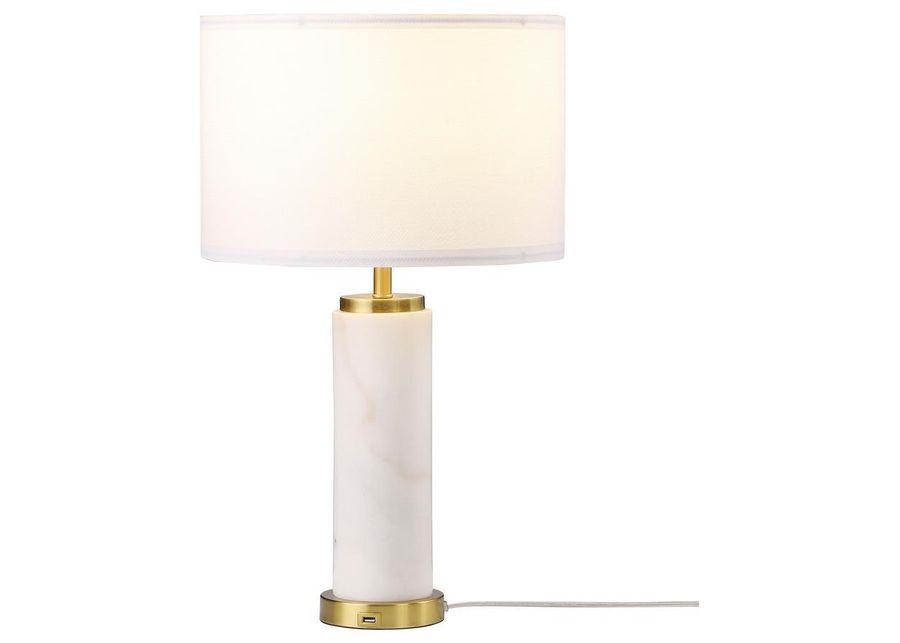 Lucius - Drum Shade Bedside Table Lamp - White And Gold