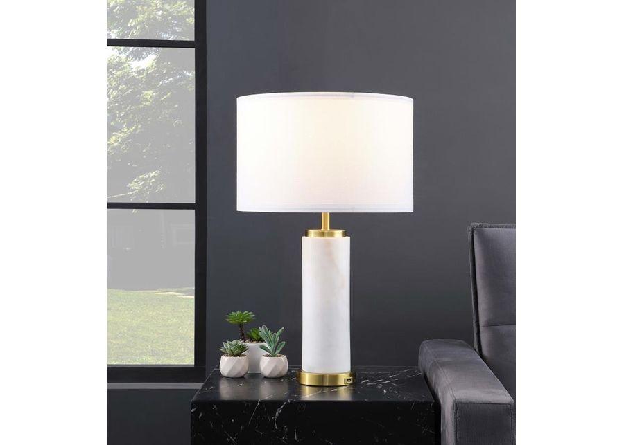 Lucius - Drum Shade Bedside Table Lamp - White And Gold