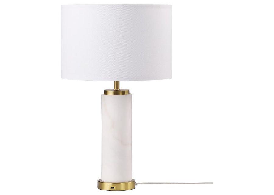 Lucius - Drum Shade Bedside Table Lamp - White And Gold