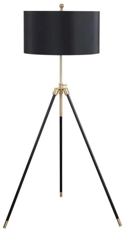 Zabka - Drum Shade Metal Tripod Floor Lamp - Black