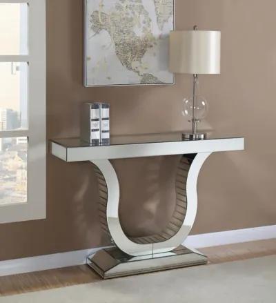 Saanvi - U-Shaped Mirrored Entryway Console Table - Silver