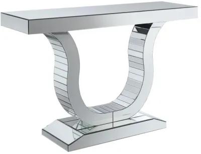 Saanvi - U-Shaped Mirrored Entryway Console Table - Silver