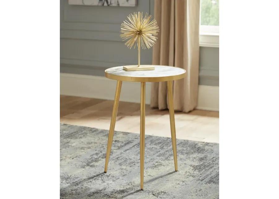 Acheson - Round Accent Table - White And Gold