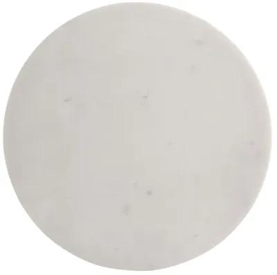 Colette - Round Marble Top Side Table - White And Dark Gray