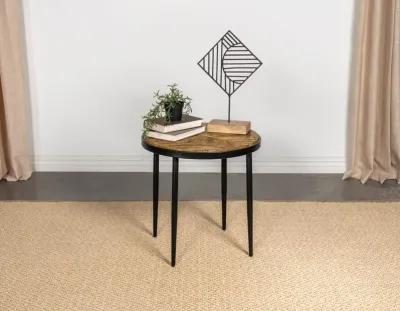 Hayden - Metal Round Side Table - Natural Mango And Black