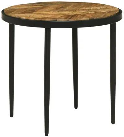 Hayden - Metal Round Side Table - Natural Mango And Black