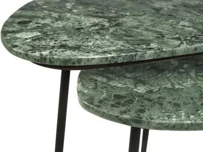 Tobias - 2 Piece Triangular Marble Top Nesting Table Green - Green Marble