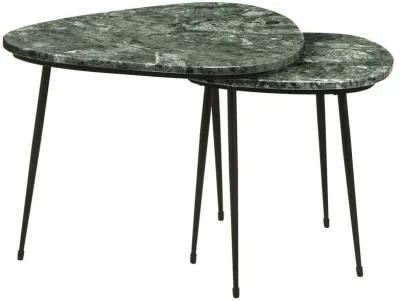 Tobias - 2 Piece Triangular Marble Top Nesting Table Green - Green Marble