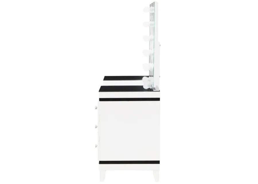 Talei - 6-Drawer Vanity Set With Hollywood Lighting - Black And White